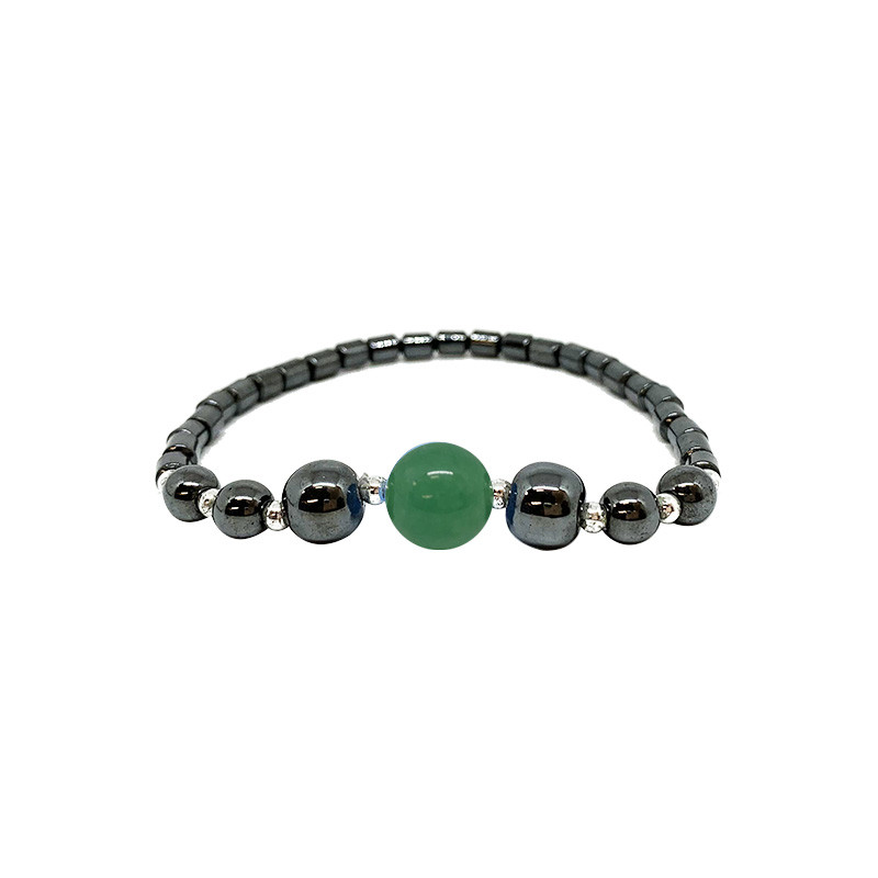 Bracelet hématite avec avec agate teintée verte 10 pièces