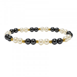 Bracelet en Hématite et Perles Nacrées - 10 pièces