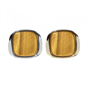 Bague réglable acier cabochon œil de tigre