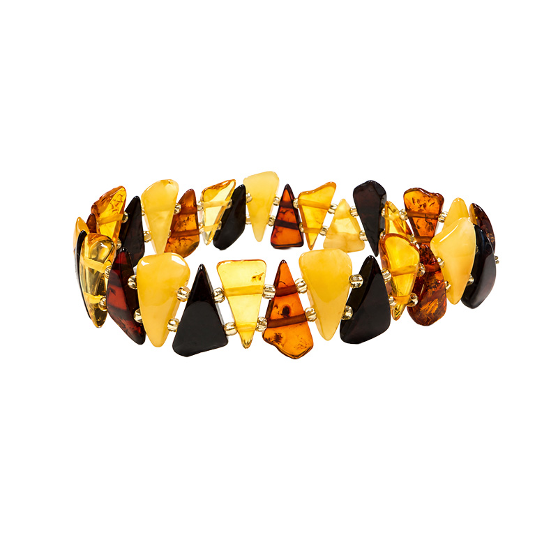 Bracelet Ambre de la baltique Triangle, environ 13 mm, Baroque multi