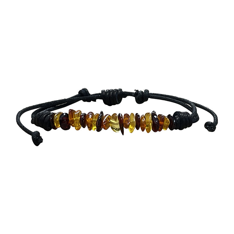 Bracelet - baroque - Ambre de la baltique multi - cordon réglable