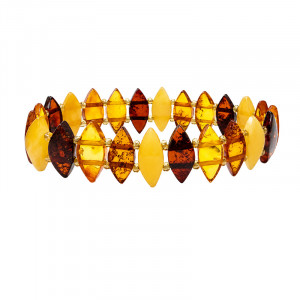 Bracelet en Ambre de la Baltique multicolore – Plaquettes forme navettes