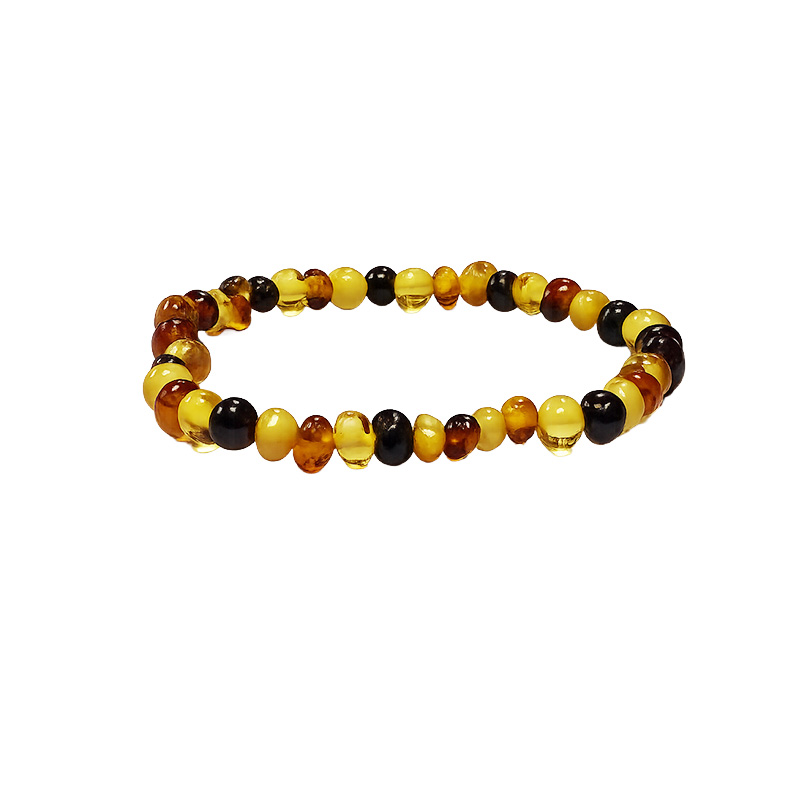 Bracelet en Ambre de la Baltique multicolore – Perles roulées 5 à 6 mm