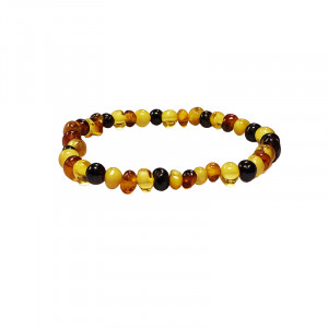Bracelet en Ambre de la Baltique multicolore – Perles roulées 5 à 6 mm