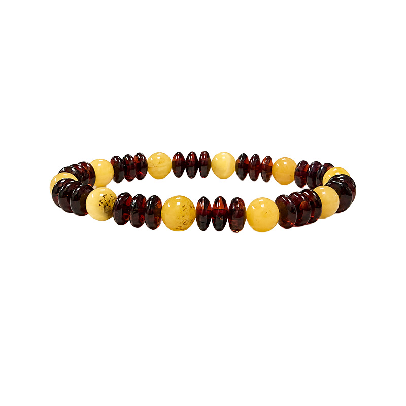 Bracelet en Ambre de la Baltique – Pastilles et boules multicolores