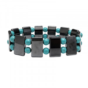 Bracelet hématite et howlite teintée bleue lot 5 pièces