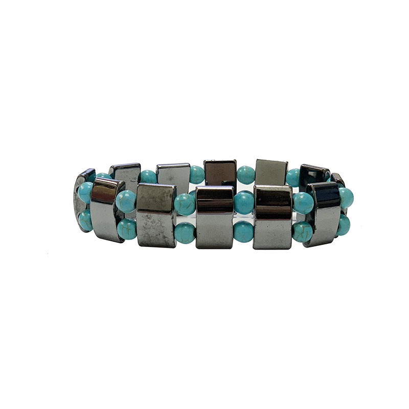 Bracelet hématite et howlite teintée bleue lot 5 pièces