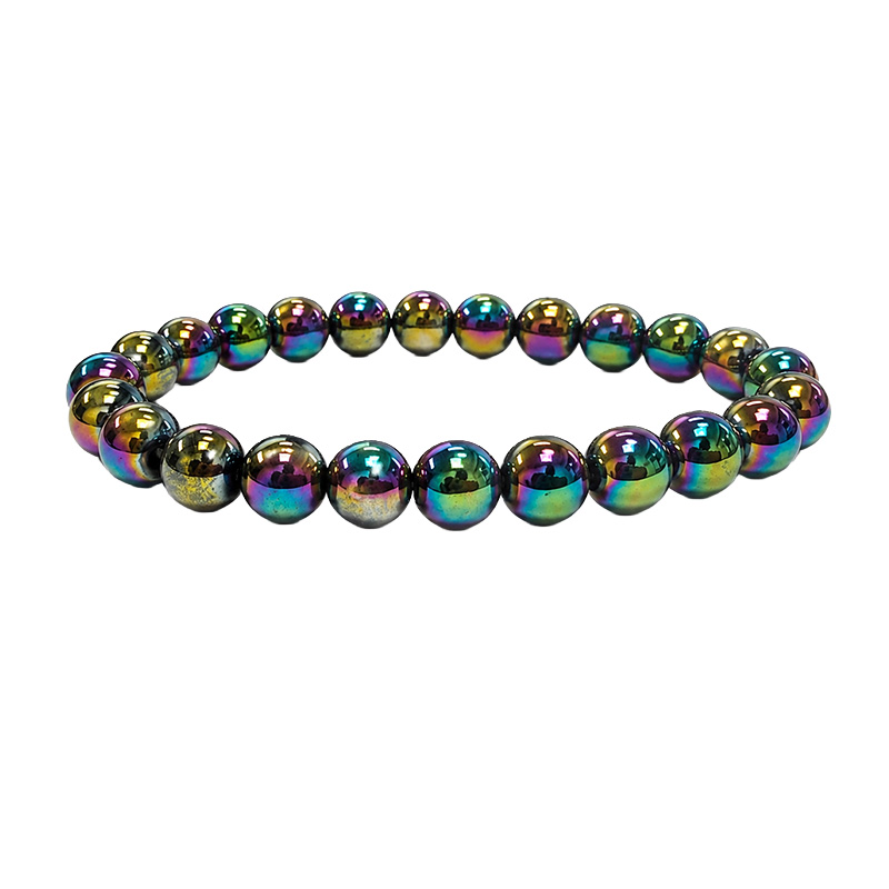 Bracelet hematite et titane 6 ou 8 mm les 5 pièces