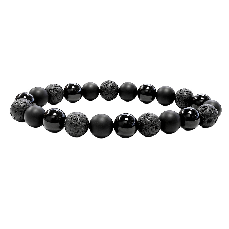 Bracelet homme Onyx, Onyx dépoli et lave