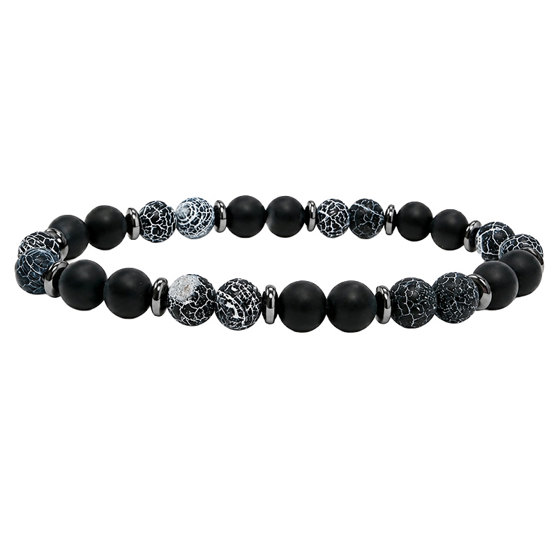 Bracelet Homme 8 mm onyx dépoli - Pierre synthétique toile d'araignée