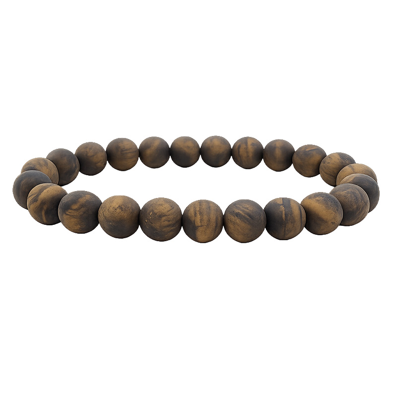 Bracelet oeil de tigre homme 10mm dépoli
