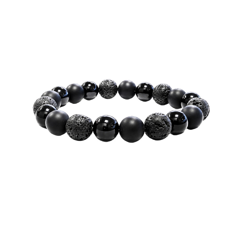 Bracelet homme Onyx, Onyx dépoli et lave