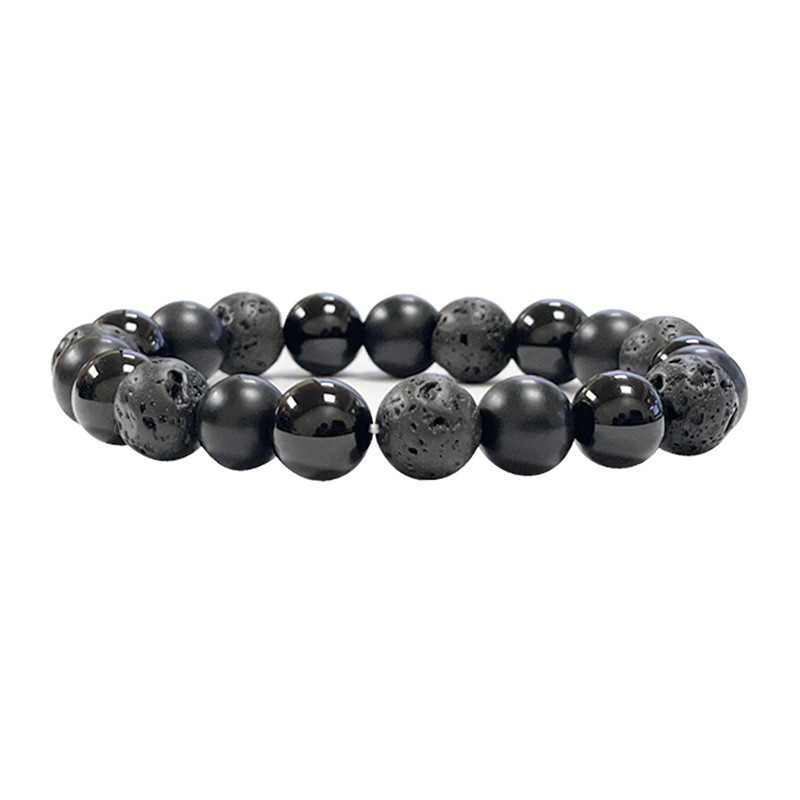 Bracelet homme Onyx, Onyx dépoli et lave