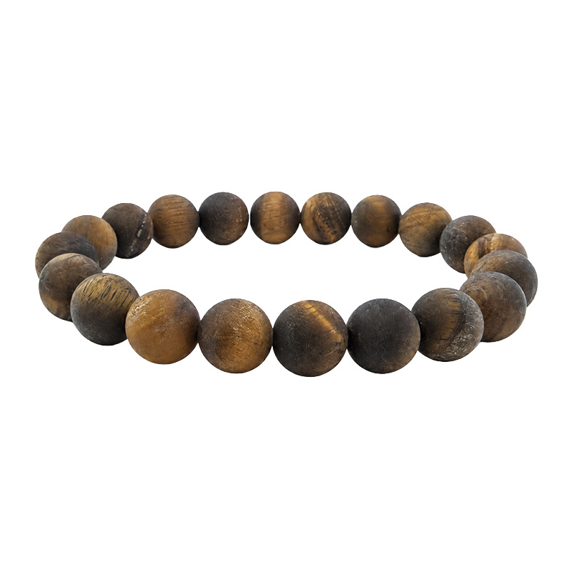 Bracelet oeil de tigre homme 10mm dépoli
