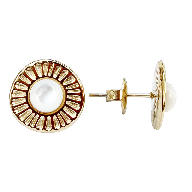 Boucles oreilles puces cabochon pierre de lune
