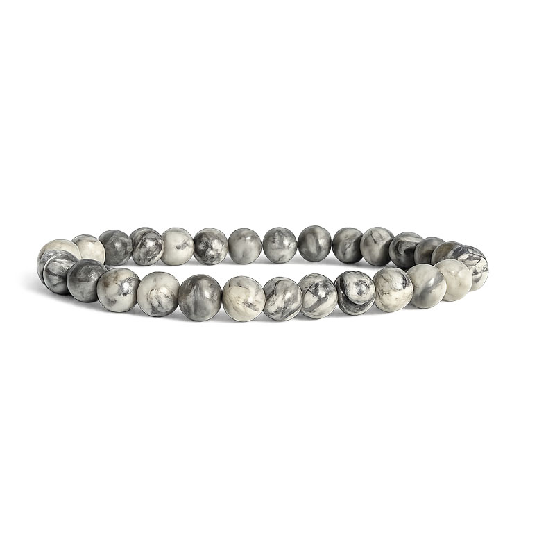Bracelet Jaspe Gris – Perles 6 mm ou 8 mm - La pièce