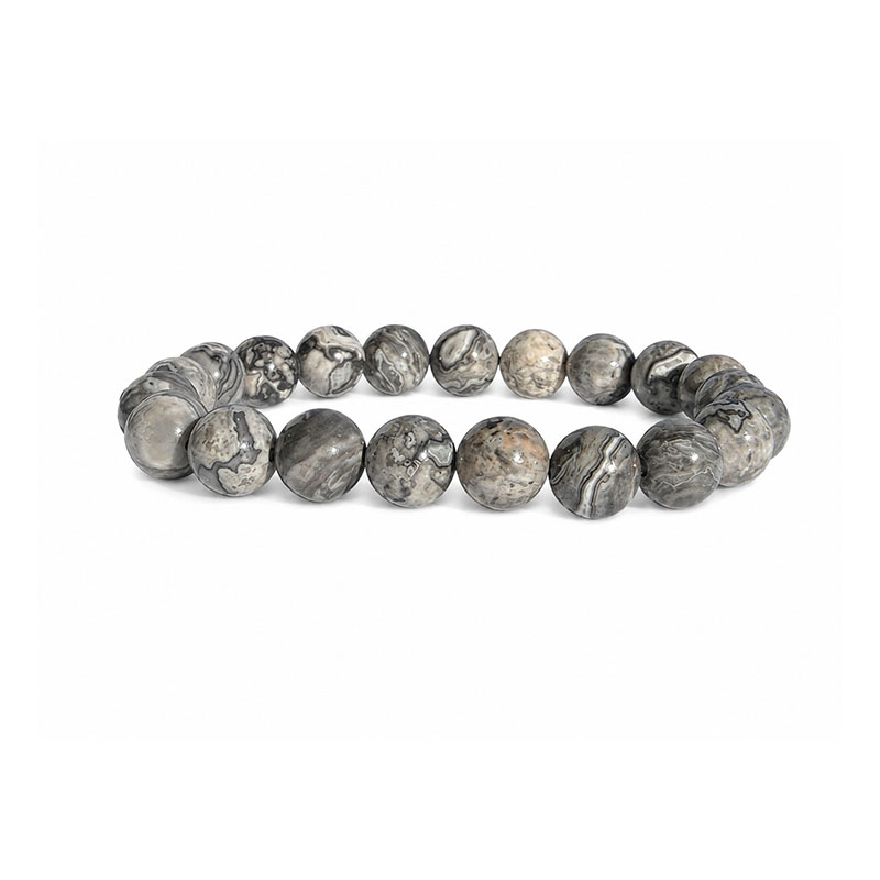 Bracelet Jaspe Gris – Perles 6 mm ou 8 mm - La pièce