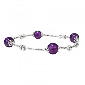 Bracelet améthyste 8mm argent 0.925
