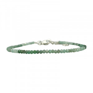 Bracelet Emeraude facetté - 2 mm - 17 cm - fermoir + chaînette