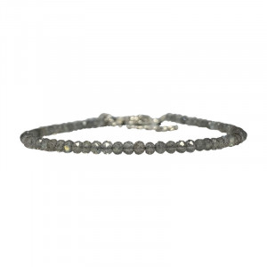 Bracelet Labradorite facetté - 2 mm - 17 cm - fermoir + chaînette