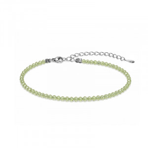 Bracelet Péridot facetté  - 2 mm - 17,5 cm - fermoir + chaînette en argent 0,925