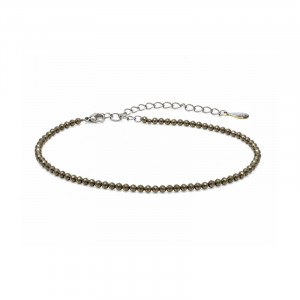 Bracelet pyrite facetté - 2 mm - 17,5 cm - fermoir + chaînette de 3,5 cm en argent 0.925