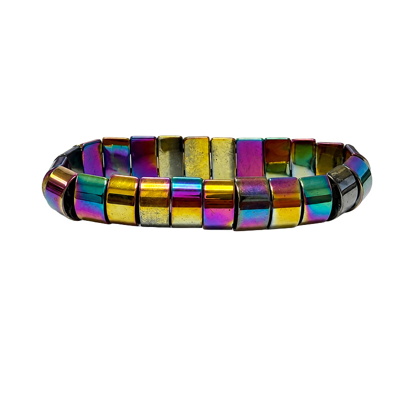 Bracelet barettes hématite et titane 10mm, les 5