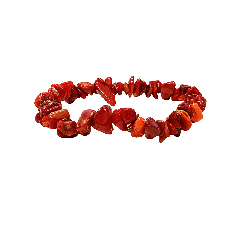 Bracelet baroque en Bambou de mer teinté rouge – Lot de 10 pièces