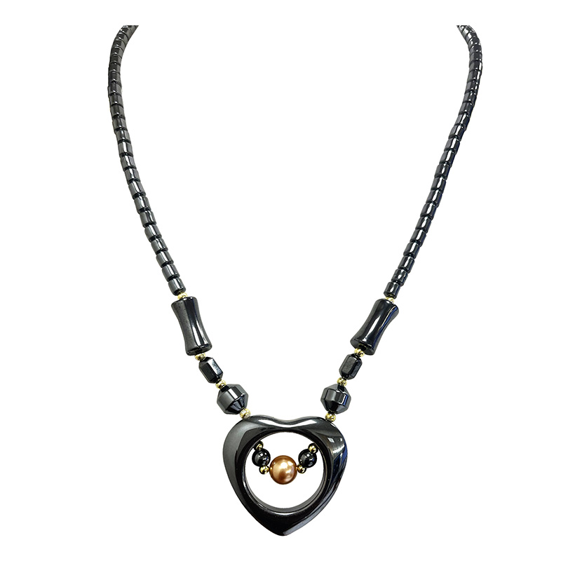 Collier Cœur - Hématite - 46 cm - 10 pièces