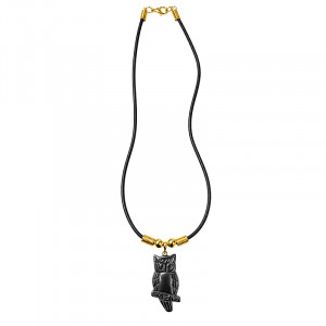 Collier Hibou en Hématite sur cordon - 43 cm - 10 pièces