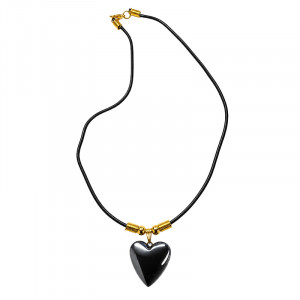 Collier cœur hématite avec cordon - 43 cm - 10 pièces