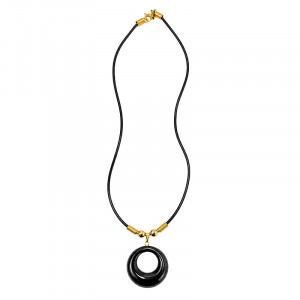 Collier anneau hématite sur cordon - 43 cm - 10 pièces