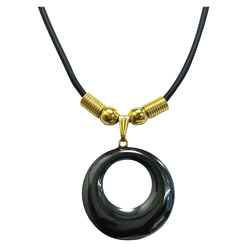 Collier anneau hématite sur cordon - 43 cm -  10 pièces
