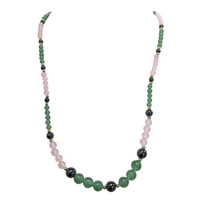 Collier aventurine et quartz rose 3 pcs