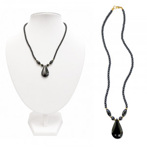 Collier Hematite plaque forme goutte - 47 cm - 10 pièces