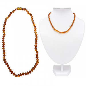 Collier Ambre de la baltique roule depoli cognac 50 cm