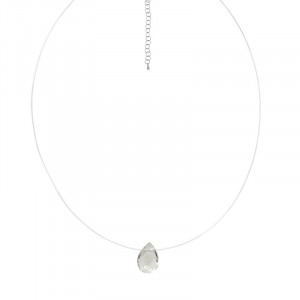 Collier Câble Transparent Goutte Facettée Cristal de Roche