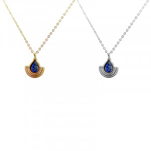 Chaine Acier Cabochon Lapis