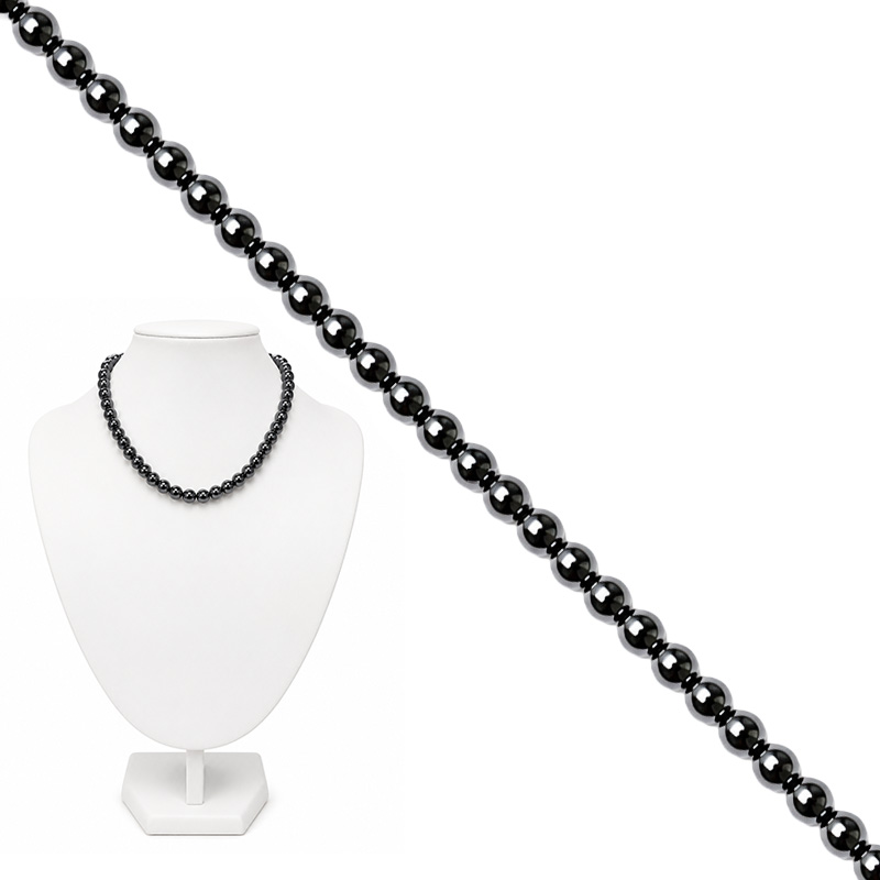 Collier hématite magnétique boules 6mm 42cm