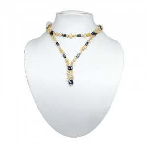 Collier magnétique avec Améthyste chauffée (citrine) baroque