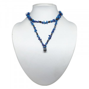 Collier magnétique howlite teintée turquoise baroque
