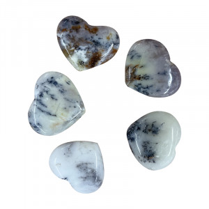 Coeur - Opale dendrite - Lot de 5 pièces