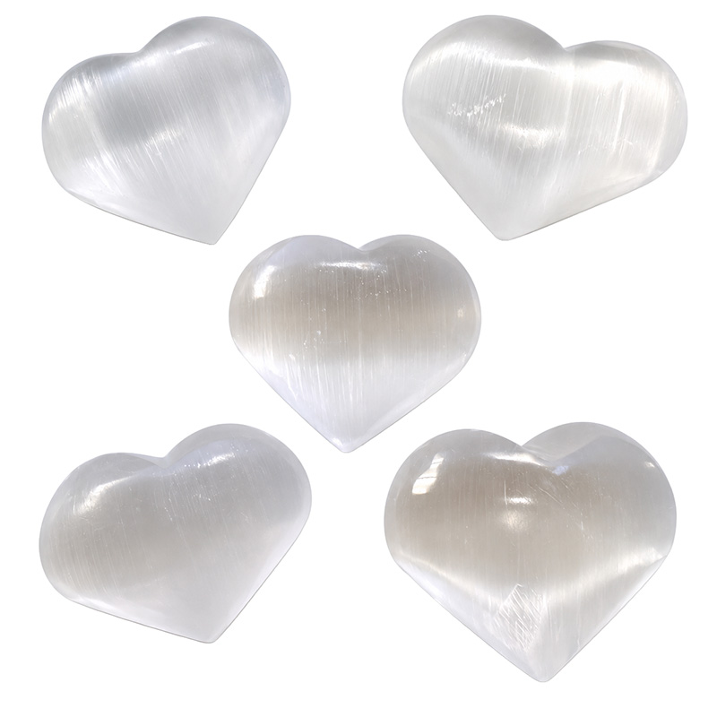 Coeurs en Selenite - Lot de 5 pcs