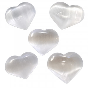 Coeurs en Selenite - Lot de 5 pcs
