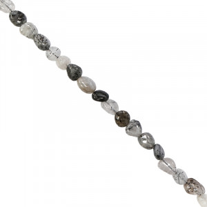 Collier quartz à tourmaline grains