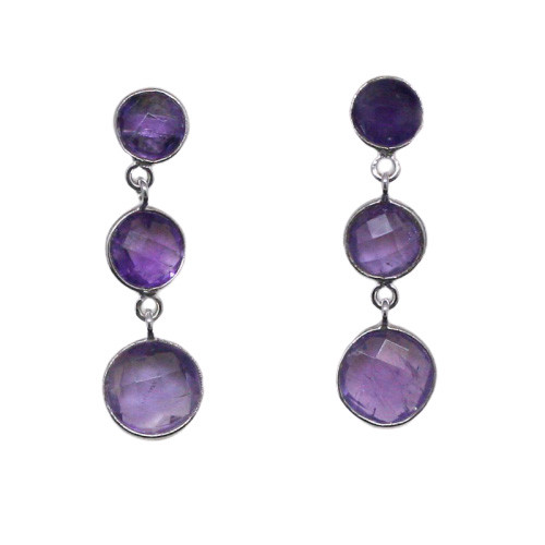 Boucles d'oreilles argent rhodié cabochons