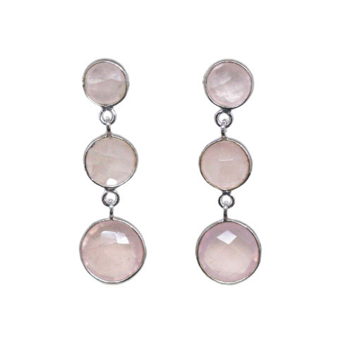 Boucles d'oreilles argent rhodié cabochons