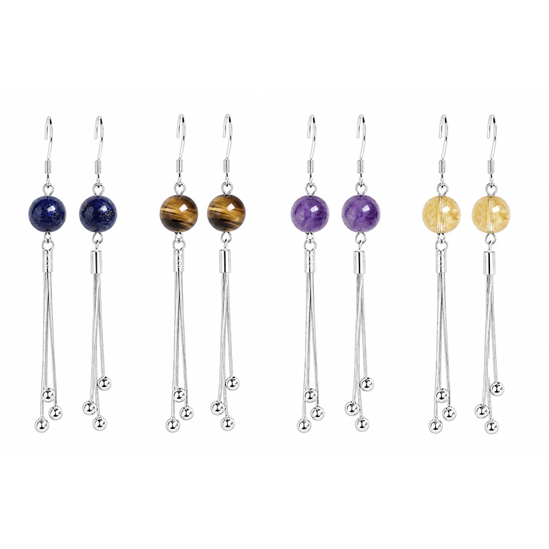 Boucles d'oreilles 8mm, différentes pierres, argent 0.925
