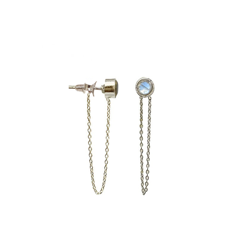 Puces d'oreilles + chaine argent 0.925 rhodié - Différentes matières