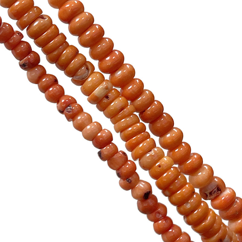 Fils - Bambou de mer teinté orange - pastilles - 3 pièces